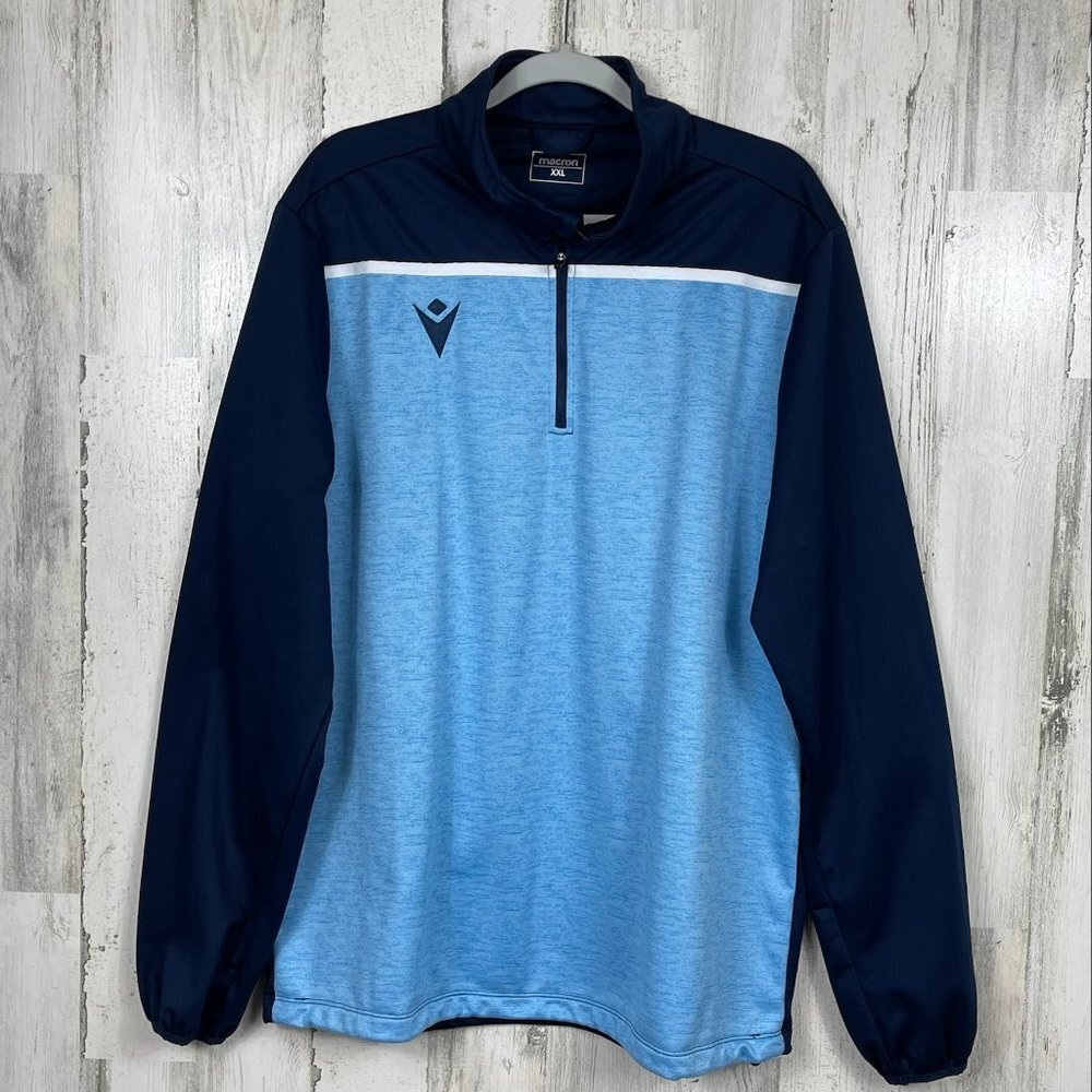 Macron 1/4 zip pullover shirt top activewear blue colorblock Men's‎ size XXL